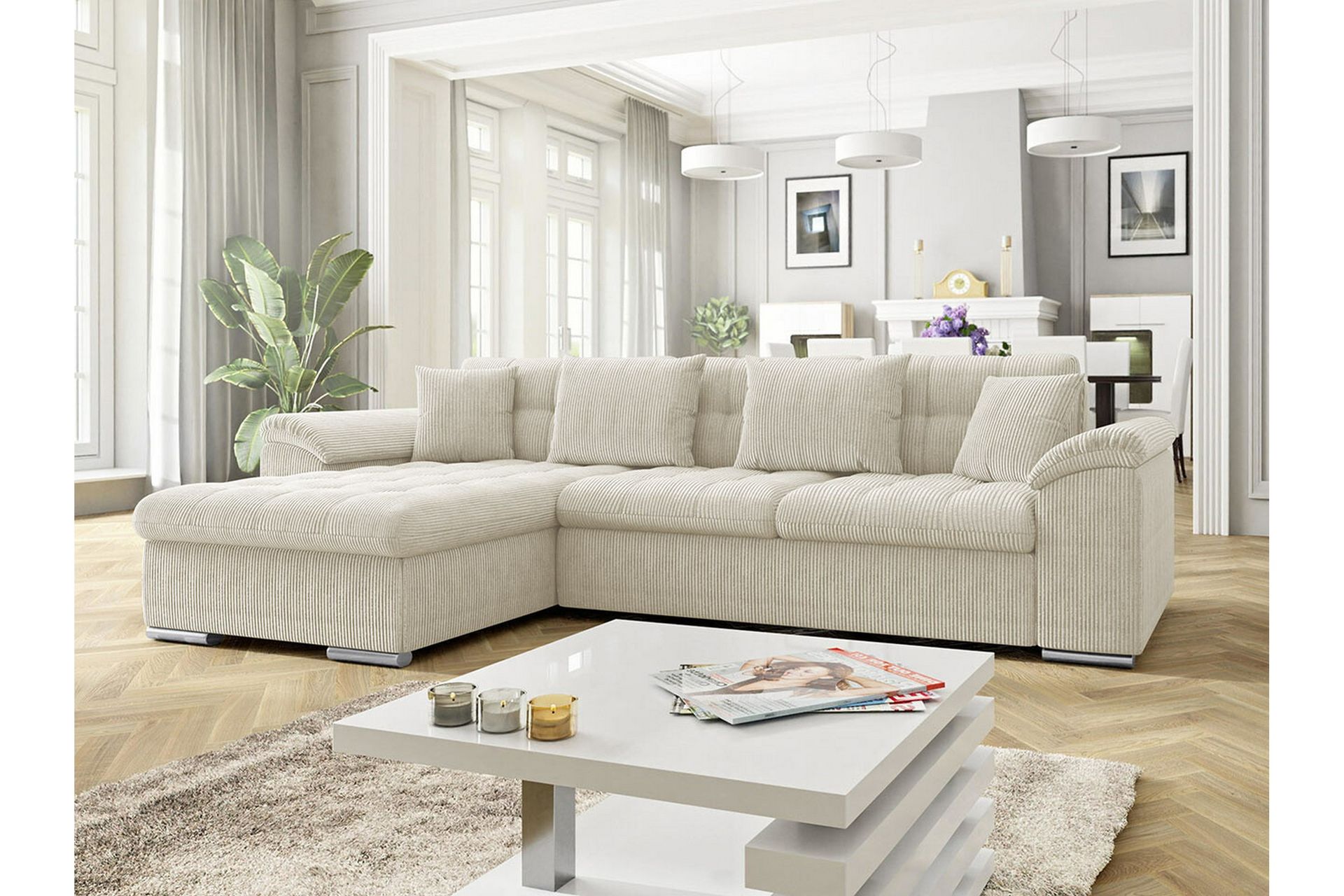 Camior 3-seters Hjørnesovesofa - Beige/Lys Beige - Møbler - Sofaer - Sovesofaer
