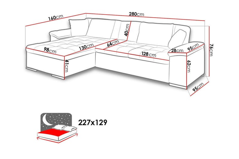 Camior 3-seters Hjørnesovesofa - Gul - Møbler - Sofaer - Sovesofaer