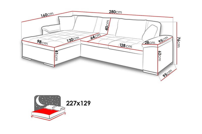 Camior 3-seters Hjørnesovesofa - Gul - Sovesofaer - Hjørnesovesofa