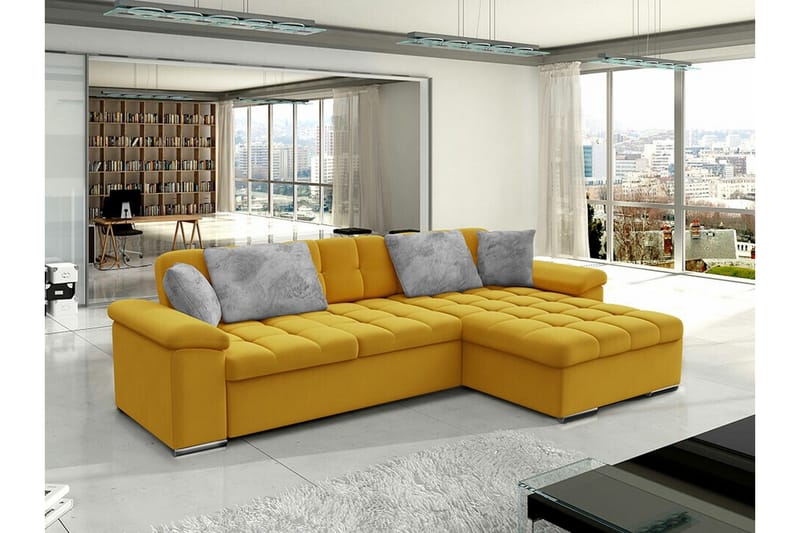 Camior 3-seters Hjørnesovesofa - Gul - Møbler - Sofaer - Sovesofaer
