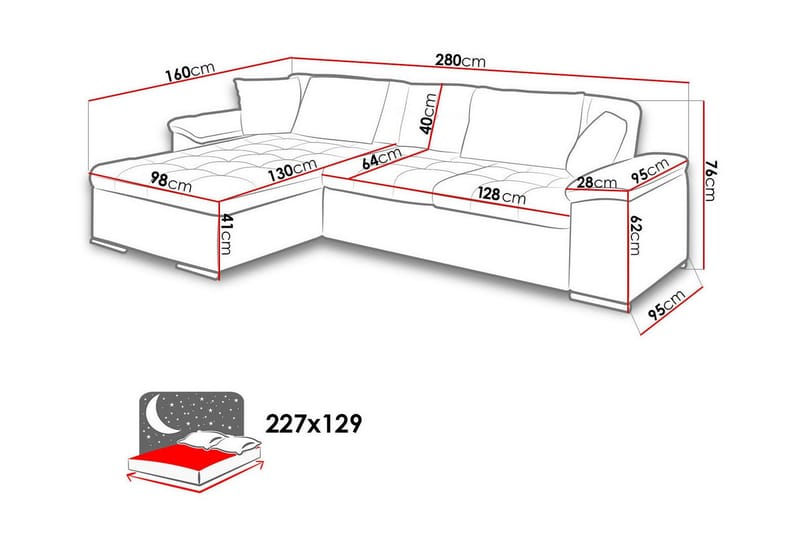 Camior 3-seters Hjørnesovesofa - Gul - Møbler - Sofaer - Sovesofaer