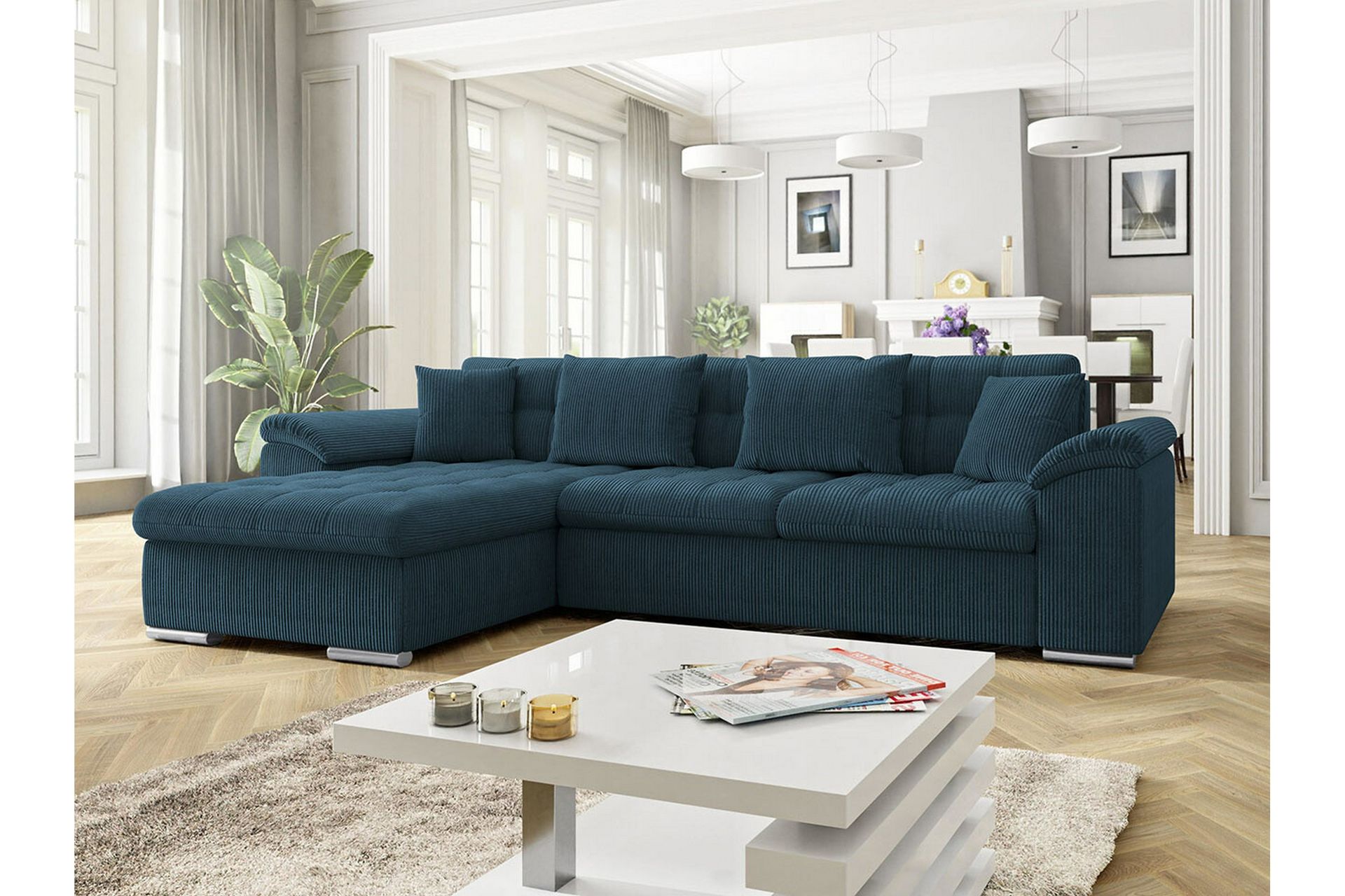Camior 3-seters Hjørnesovesofa - Mørkeblå - Møbler - Sofaer - Sovesofaer