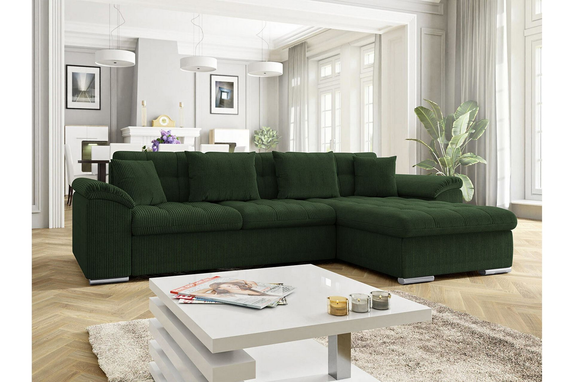 Camior 3-seters Hjørnesovesofa - Mørkegrønn - Møbler - Sofaer - Sovesofaer