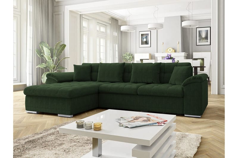 Camior 3-seters Hjørnesovesofa - Mørkegrønn - Møbler - Sofaer - Sovesofaer