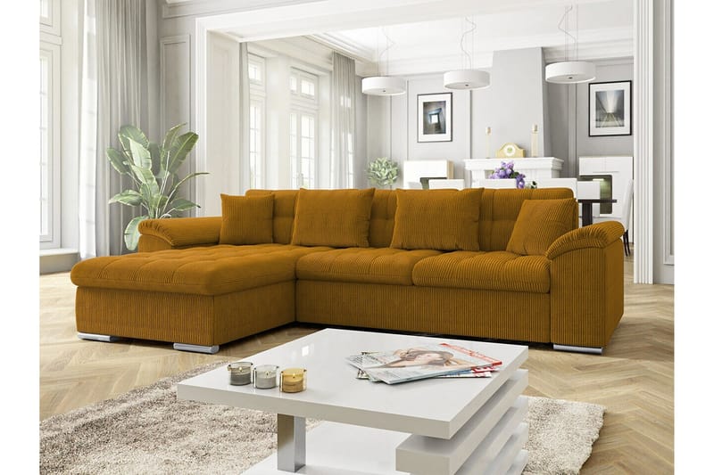 Camior 3-seters Hjørnesovesofa - Mørkegul - Møbler - Sofaer - Sovesofaer