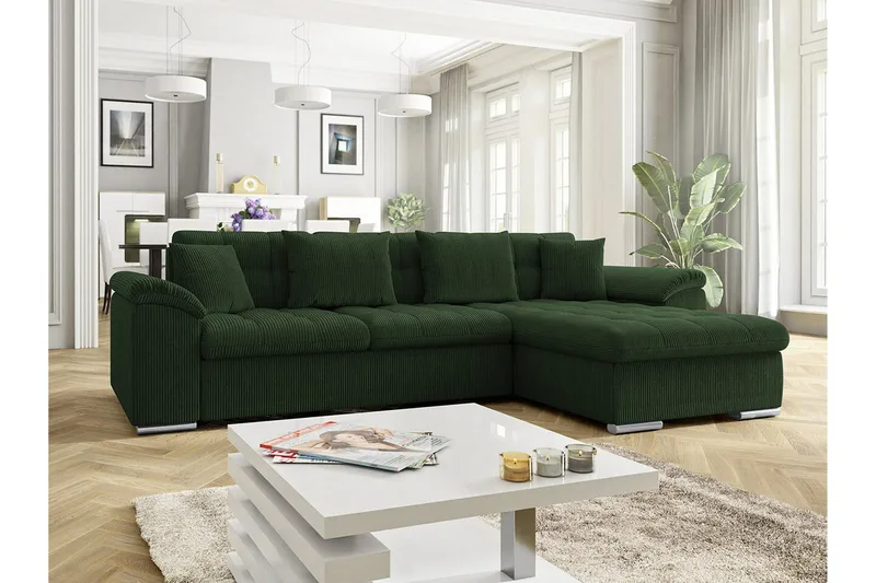 Camior 3-sits Hörnbäddsoffa Dark green - Møbler - Sofaer - Sovesofaer