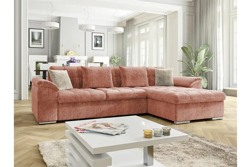 Camior 3-sits Hörnbäddsoffa NO_BRAND Pink - Møbler - Sofaer - Sovesofaer
