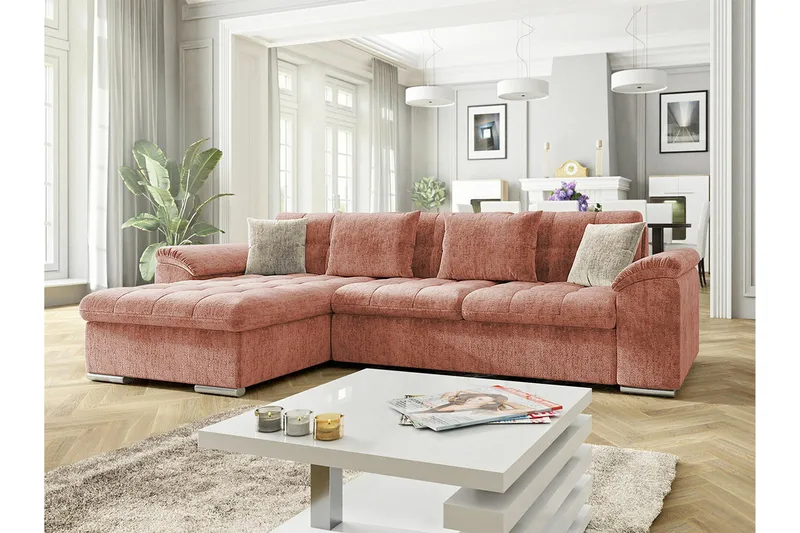 Camior 3-sits Hörnbäddsoffa NO_BRAND Pink - Møbler - Sofaer - Sovesofaer