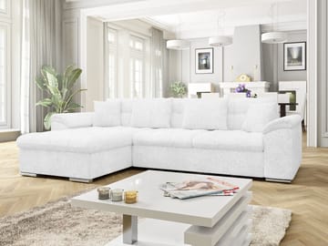 Camior 4-seters sovesofa med divan, venstrevendt - Hvit - Møbler - Sofaer - Sovesofaer