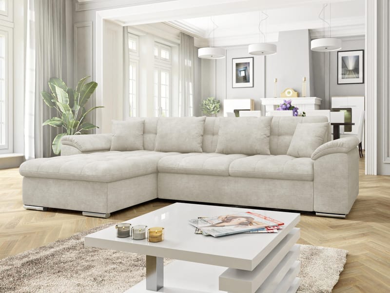 Camior 4-seters sovesofa med divan, venstrevendt - Lys beige - Møbler - Sofaer - Sovesofaer