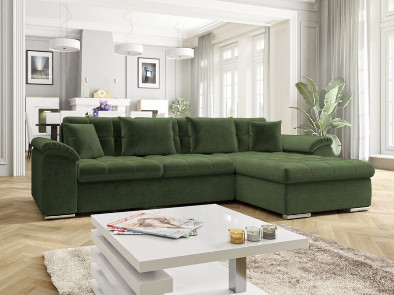 Camior 4-seters sovesofa med sjeselong, høyrevendt - grønn - Møbler - Sofaer - Sovesofaer