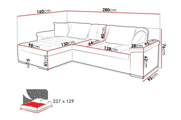 Camior Sovesofa med Divan 3-seter - Grå - Møbler - Sofaer - Sovesofaer