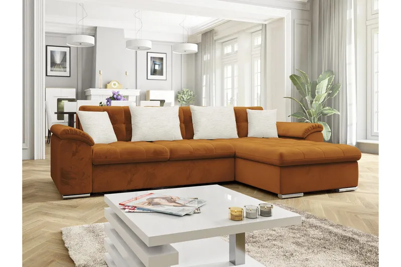 Camior Sovesofa med Divan 3-seter - Oransje - Møbler - Sofaer - Sovesofaer