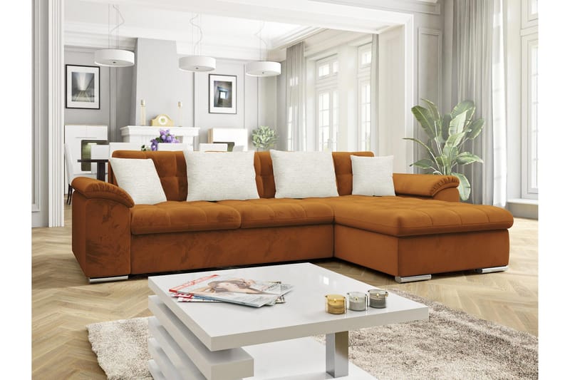 Camior Sovesofa med Divan 3-seter - Oransje - Møbler - Sofaer - Sovesofaer