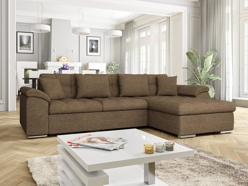Camior Sovesofa med sjeselong 3-seter - Brun - Møbler - Sofaer - Sovesofaer