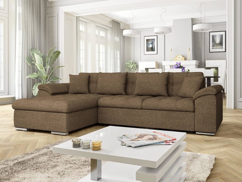 Camior Sovesofa med sjeselong 3-seter - Brun - Møbler - Sofaer - Sovesofaer
