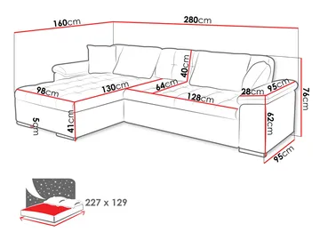 Camior Sovesofa med sjeselong 3-seter - Brun - Møbler - Sofaer - Sovesofaer
