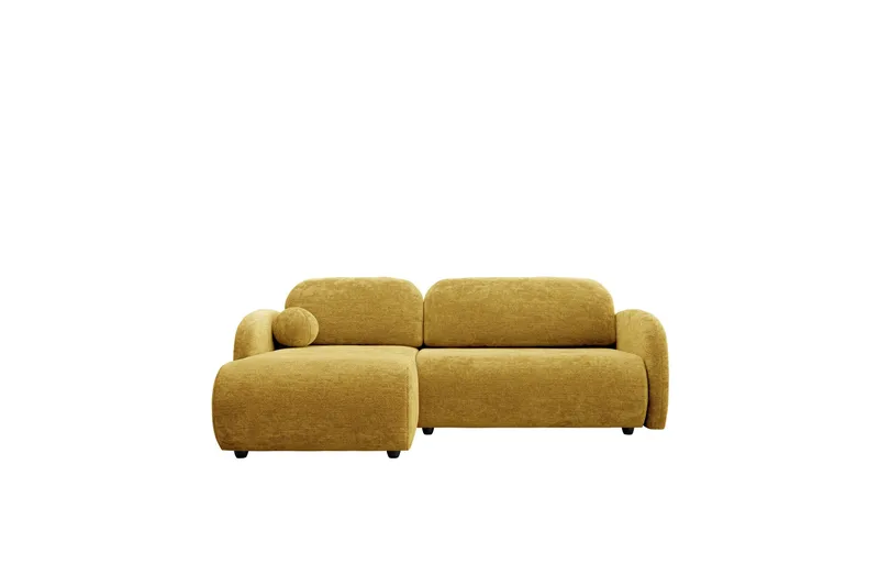 Carve 2-seter Venstrevendt L-formet Sovesofa med Sjeselong i Stoff, Gul