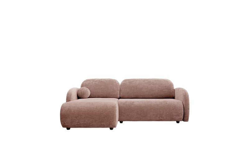 Carve 2-seter Venstrevendt L-formet Sovesofa med Sjeselong i Stoff, Rosa