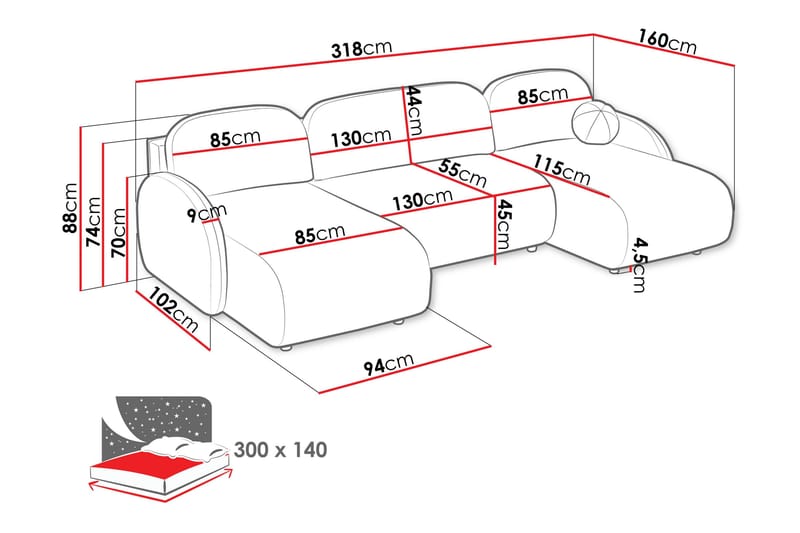 Carve Sovesofa Dobbel Divan 3-Seter - Beige - Møbler - Sofaer - Sovesofaer
