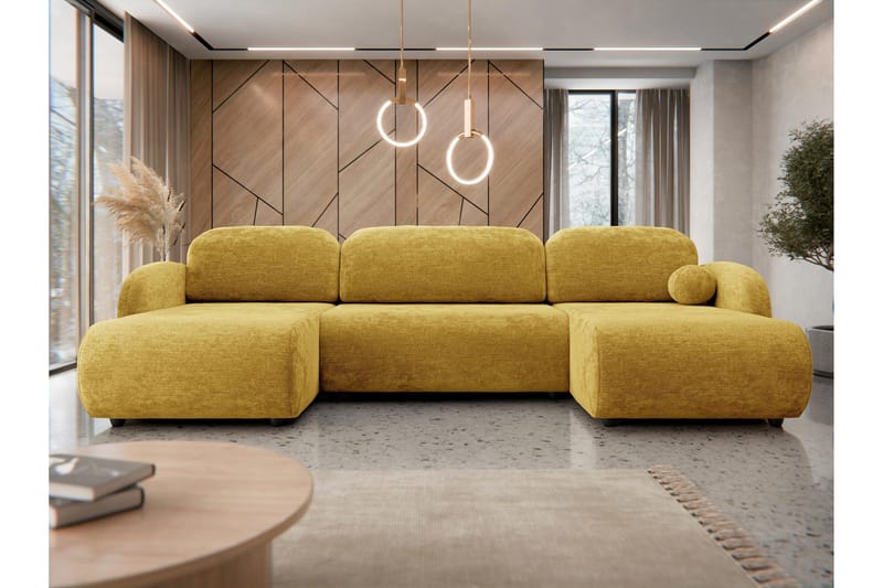 Carve Sovesofa Dobbel Divan 3-Seter - Gul - Møbler - Sofaer - Sovesofaer