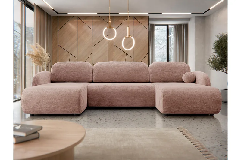 Carve Sovesofa Dobbel Divan 3-Seter - Rosa - Møbler - Sofaer - Sovesofaer