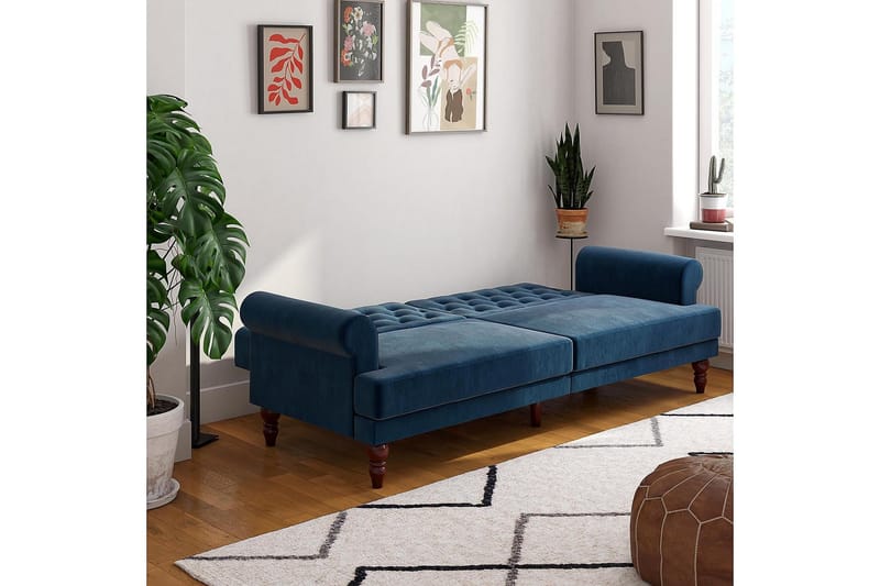 Cassidy 2-seters Sovesofa Fløyel/Blå - Novogratz - Møbler - Sofaer - Sovesofaer