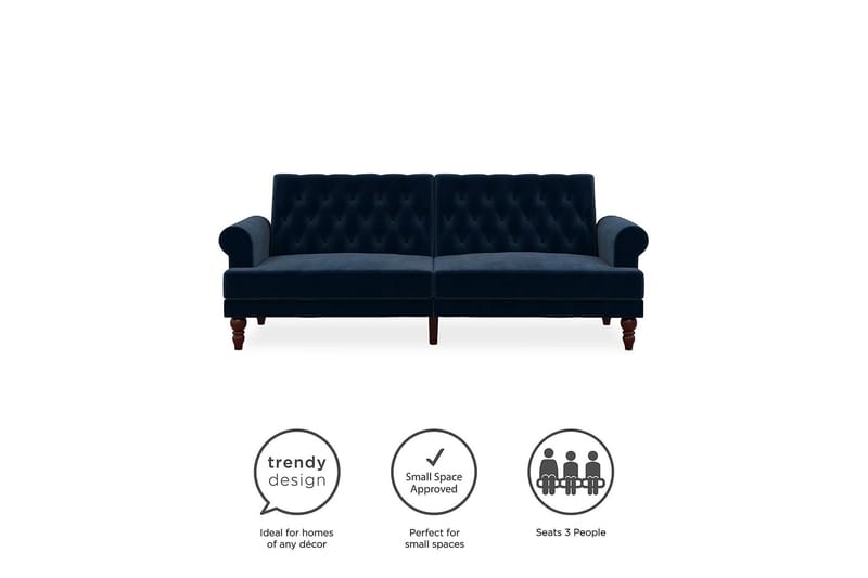 Cassidy 2-seters Sovesofa Fløyel/Blå - Novogratz - Møbler - Sofaer - Sovesofaer