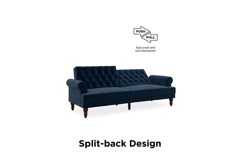 Cassidy 2-seters Sovesofa Fløyel/Blå - Novogratz - Møbler - Sofaer - Sovesofaer
