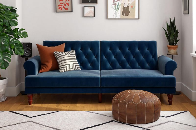 Cassidy 2-seters Sovesofa Fløyel/Blå - Novogratz - Møbler - Sofaer - Sovesofaer
