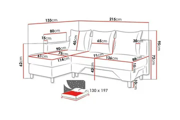 Castlebay 3-seter Høyre Hjørnesovesofa 130x197 cm med Oppbevaring i Fløyel - Mørkegrå - Møbler - Sofaer - Sovesofaer