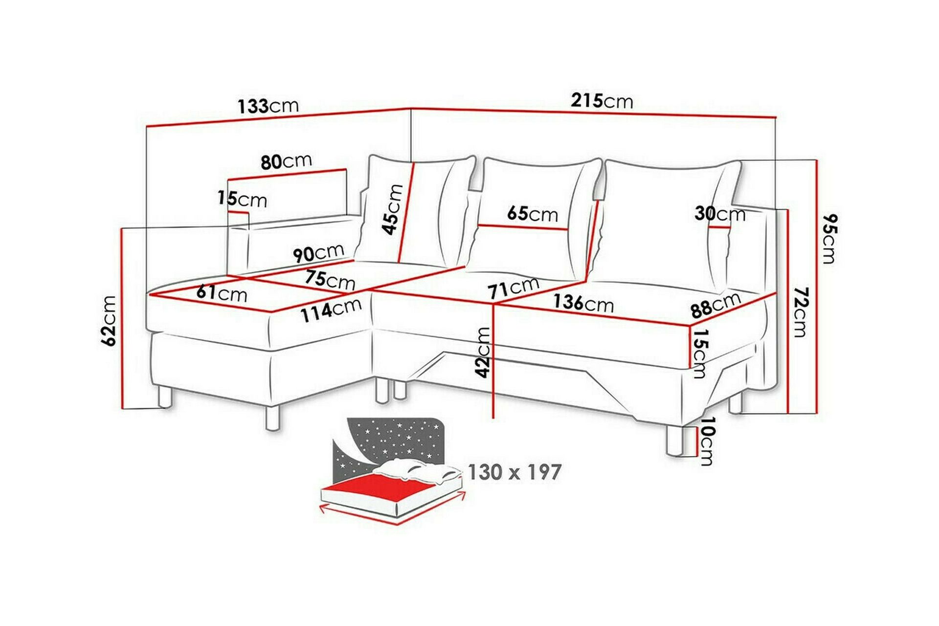 Castlebay 3-seters Hjørnesovesofa - Brun/Beige - Møbler - Sofaer - Sovesofaer