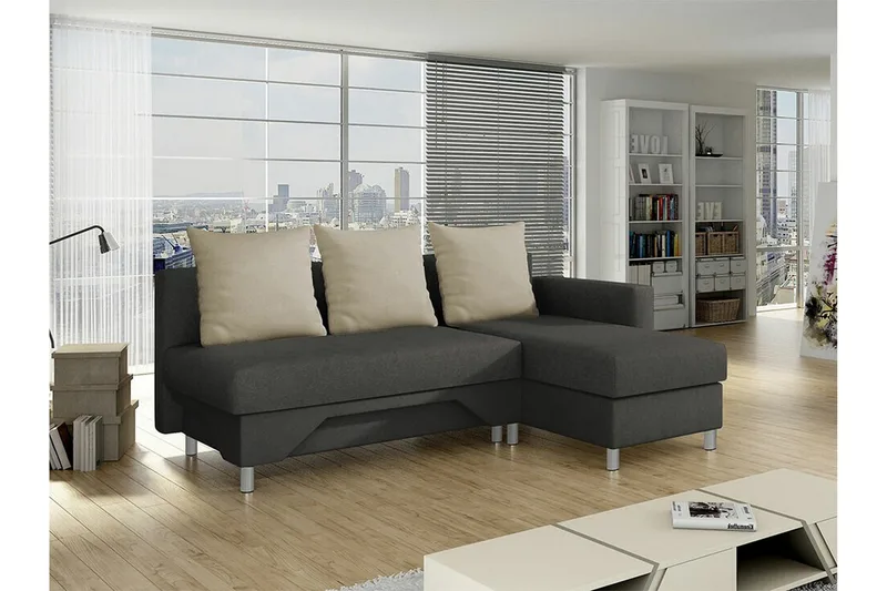 Castlebay 3-sits Hörnbäddsoffa NO_BRAND Brown/Beige - Møbler - Sofaer - Sovesofaer