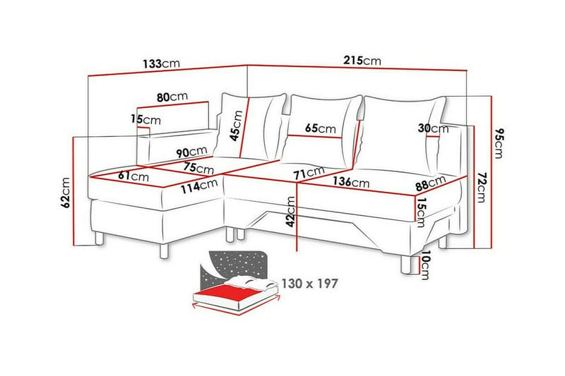 Castlebay 3-sits Hörnbäddsoffa NO_BRAND Brown/Beige - Møbler - Sofaer - Sovesofaer