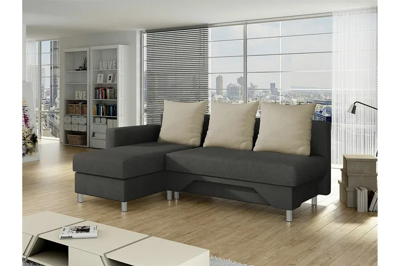 Castlebay 3-sits Hörnbäddsoffa NO_BRAND Brown/Beige - Møbler - Sofaer - Sovesofaer