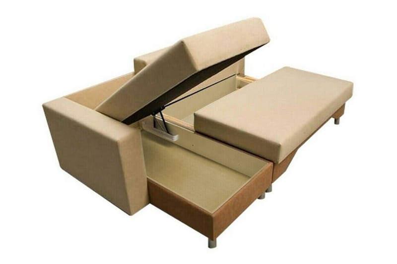 Castlebay 3-sits Hörnbäddsoffa NO_BRAND Brown/Beige - Møbler - Sofaer - Sovesofaer