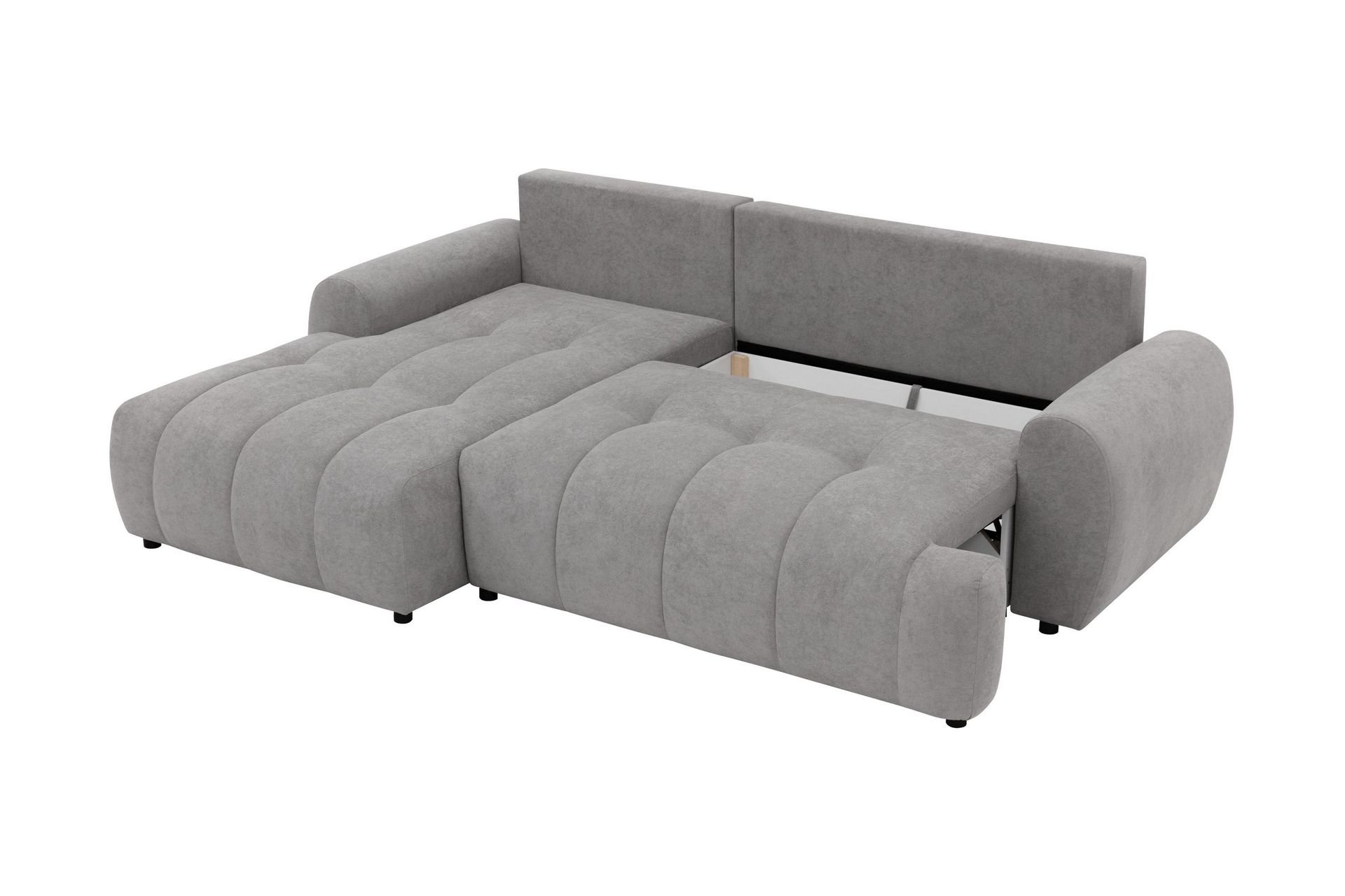 Ceibo Sovesofa med Sjeselong 3-seter i Plysj - Grå - Møbler - Sofaer - Sovesofaer
