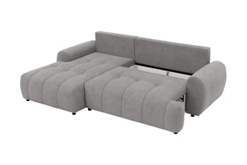 Ceibo Sovesofa med Sjeselong 3-seter i Plysj - Grå - Møbler - Sofaer - Sovesofaer