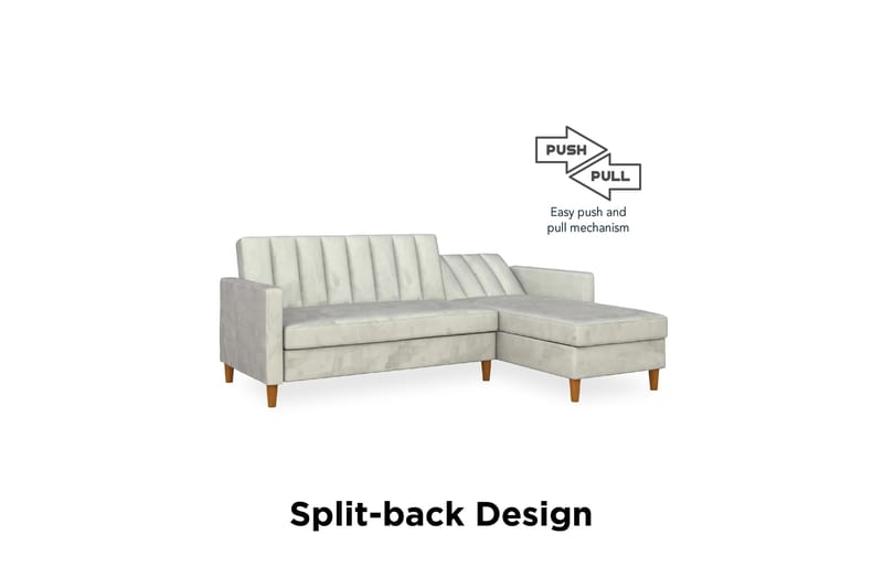Celine 3-sits Divansovesofa Fløyel/Lysegrå - Dorel Home - Møbler - Sofaer - Sovesofaer - Sovesofa divan