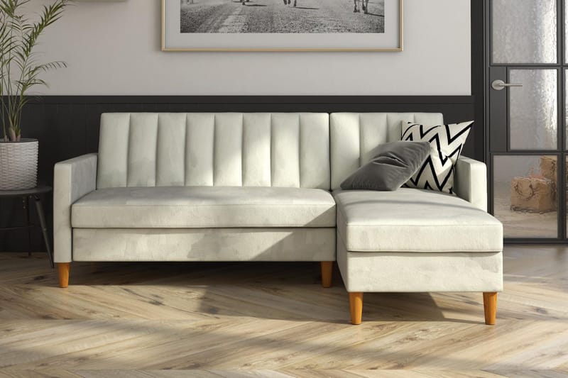 Celine 3-sits Divansovesofa Fløyel/Lysegrå - Dorel Home - Møbler - Sofaer - Sovesofaer - Sovesofa divan