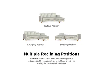 Celine 3-sits Divansovesofa Fløyel/Lysegrå - Dorel Home - Møbler - Sofaer - Sovesofaer - Sovesofa divan