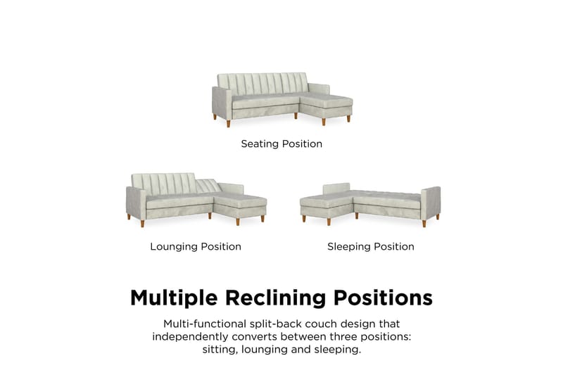 Celine 3-sits Divansovesofa Fløyel/Lysegrå - Dorel Home - Møbler - Sofaer - Sovesofaer - Sovesofa divan