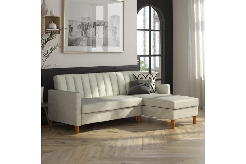 Celine 3-sits Divansovesofa Fløyel/Lysegrå - Dorel Home - Møbler - Sofaer - Sovesofaer - Sovesofa divan