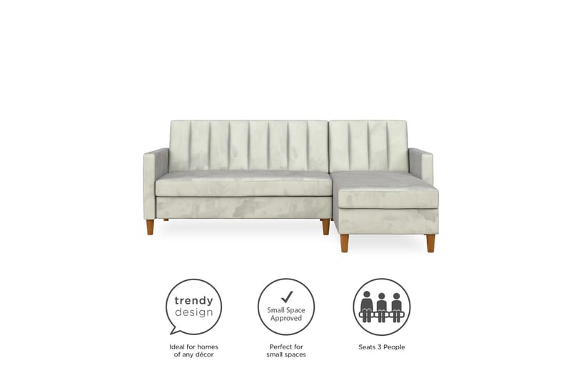Celine 3-sits Divansovesofa Fløyel/Lysegrå - Dorel Home - Møbler - Sofaer - Sovesofaer - Sovesofa divan