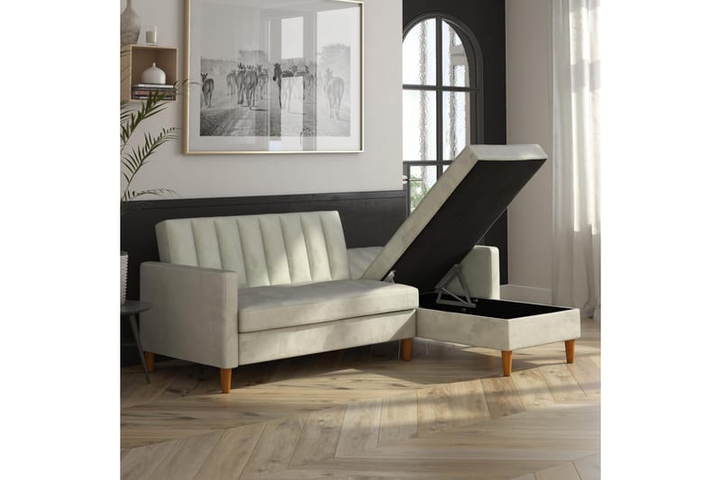 Celine 3-sits Divansovesofa Fløyel/Lysegrå - Dorel Home - Møbler - Sofaer - Sovesofaer - Sovesofa divan