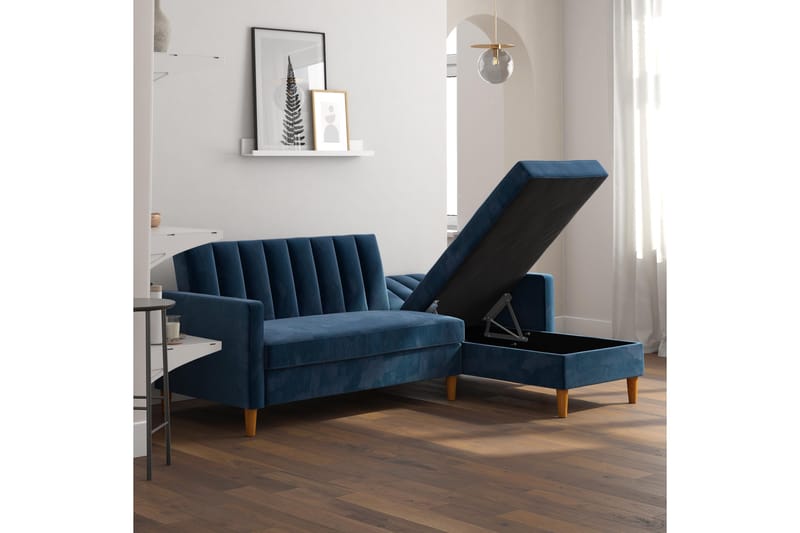 Celine 3-sits Divansovesofa Fløyel/Marineblå - Dorel Home - Møbler - Sofaer - Sovesofaer - Sovesofa divan