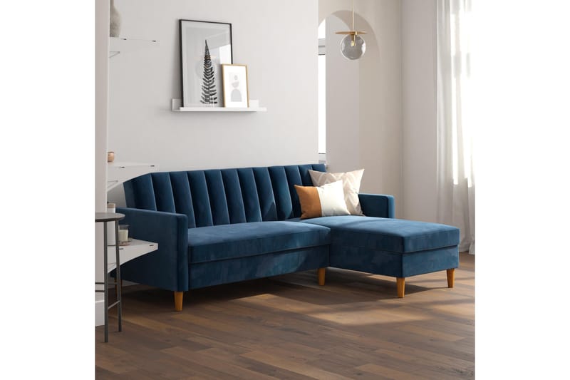 Celine 3-sits Divansovesofa Fløyel/Marineblå - Dorel Home - Møbler - Sofaer - Sovesofaer - Sovesofa divan
