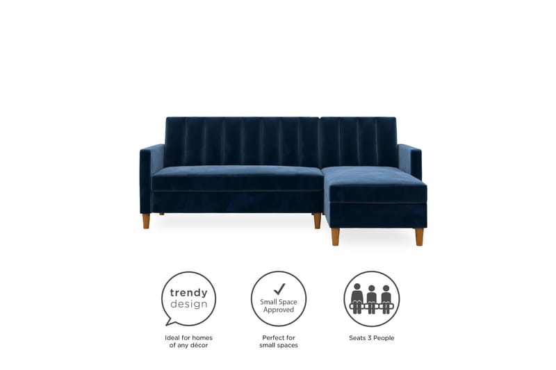 Celine 3-sits Divansovesofa Fløyel/Marineblå - Dorel Home - Sovesofa divan - Fløyel sofaer - Sovesofaer