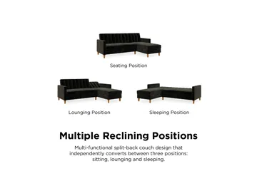 Celine 3-sits Divansovesofa Fløyel/Svart - Dorel Home - Møbler - Sofaer - Sovesofaer - Sovesofa divan