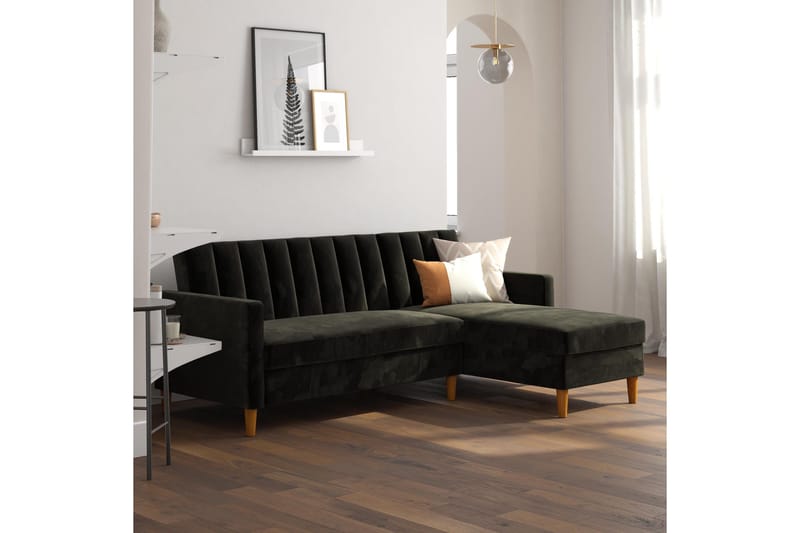 Celine 3-sits Divansovesofa Fløyel/Svart - Dorel Home - Møbler - Sofaer - Sovesofaer - Sovesofa divan